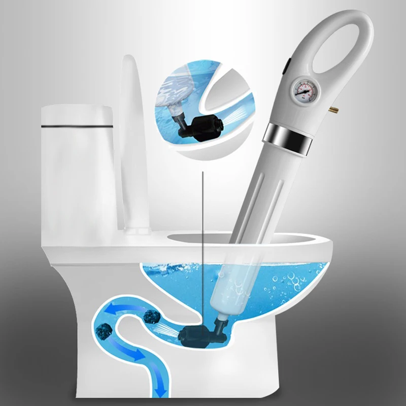 

High Pressure Air Drain Blaster Gun Clog Dredge Tools Powerful Toilet Plunger Auger Cleaner For Bathroom Kitchen Sink WF711312