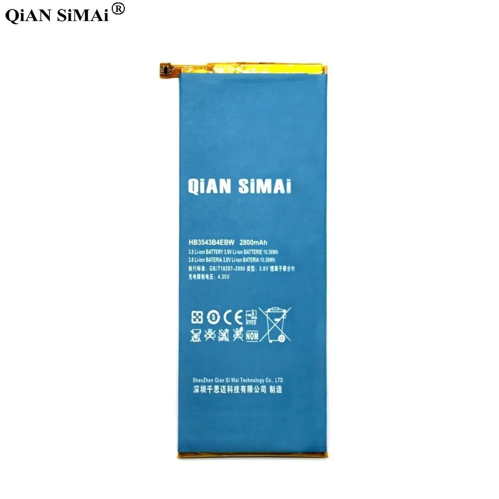 Фото QiAN SiMAi Высокое качество 2800mAh HB3543B4EBW литий-ионная батарея для Huawei Ascend P7 мобильный телефон + код отслеживания №2