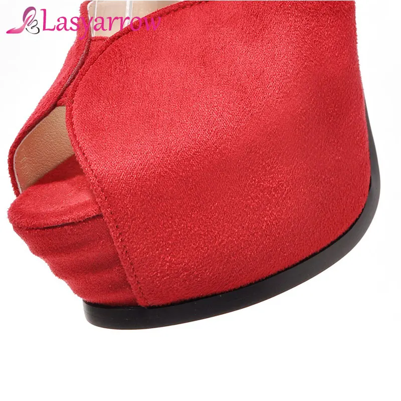 

Lasyarrow Gladiator Shoes Woman Rome High Stilettos Heels Peep Toe Women's Shoes Black Red Wedding Shoes Sexy Shoes Woman RM534