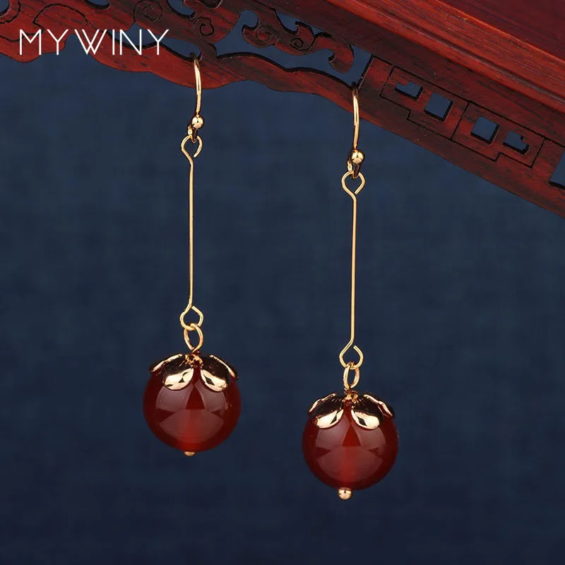 MYWINY 2 цвета новинка модные ювелирные изделия красные натуральные камни длинные