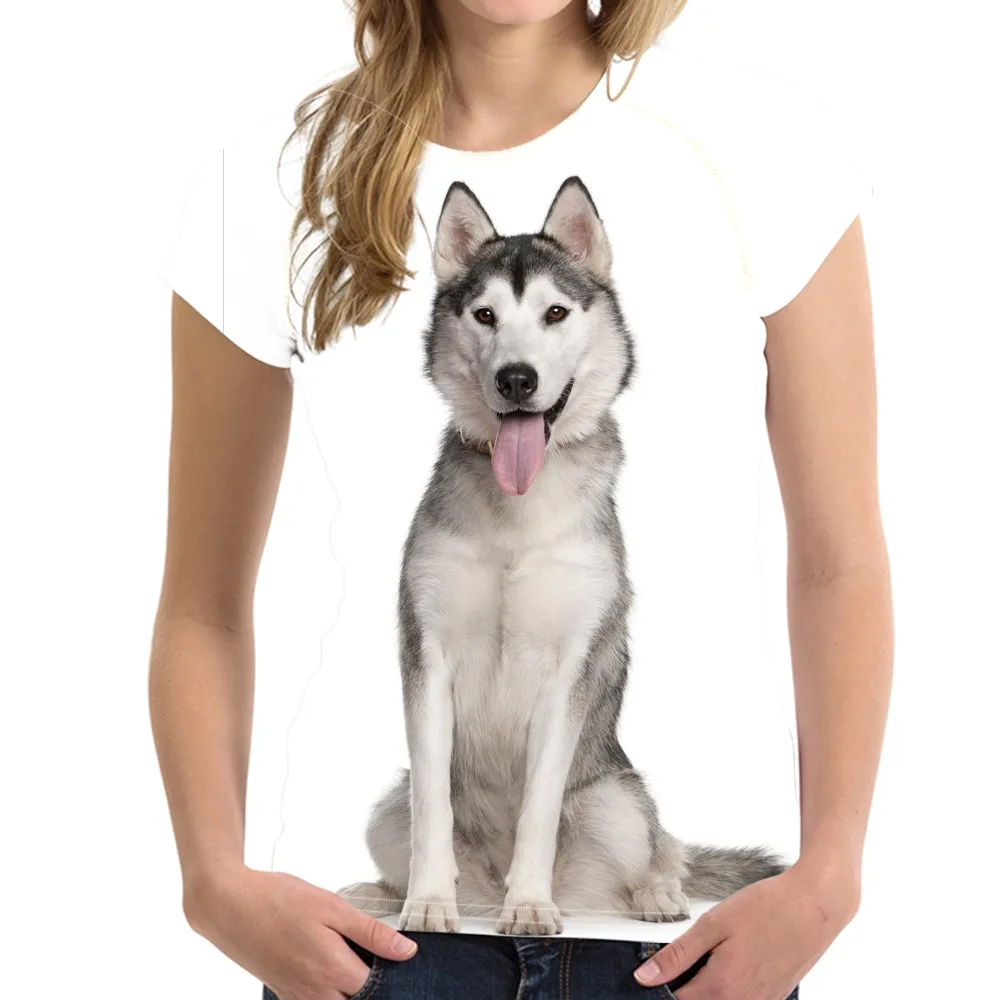 

Siberian Husky Pattern Woman Summer T Shirts Brand Design Female Short Sleeve Tees Clothing Elastic Fitness T-shirts