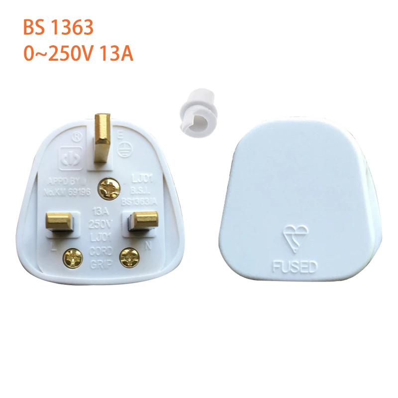 White Rdxone UK 3 Pin 13A вилки заземленные 250 В британский сетевой разъем 3 Pin плавленый BS1363 адаптер кабеля питания соединитель провода конвертер - Цвет: White