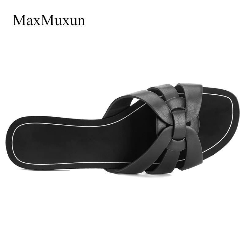 MaxMuxun Новое поступление женские шлепанцы сандалии сланцы с вырезами