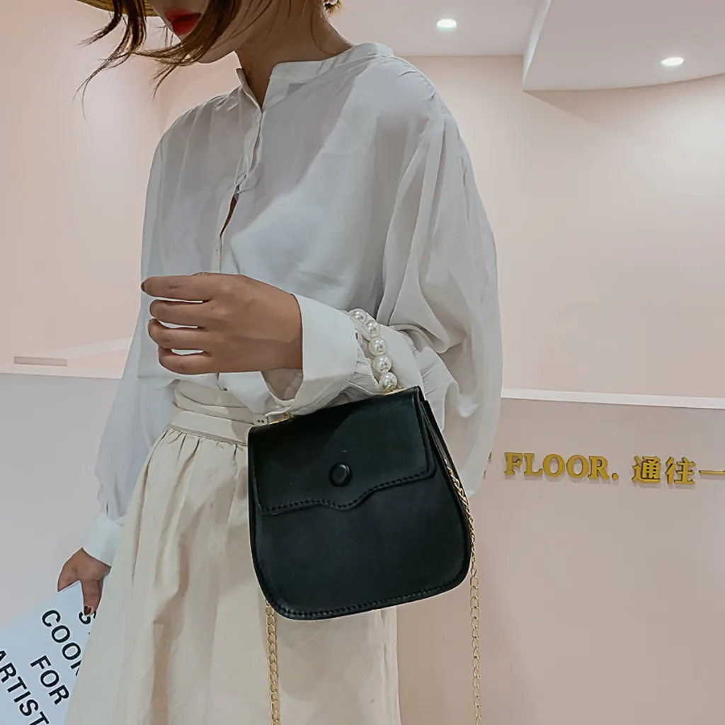 Новинка женская сумка мессенджер с жемчужинами модная маленькая квадратная на