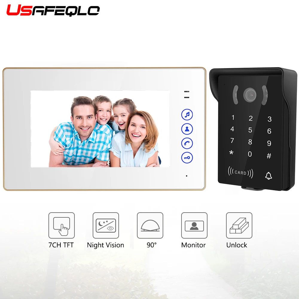 USAFEQLO 7 ''TFT LCD проводной видеодомофон визуальный Громкая связь система с