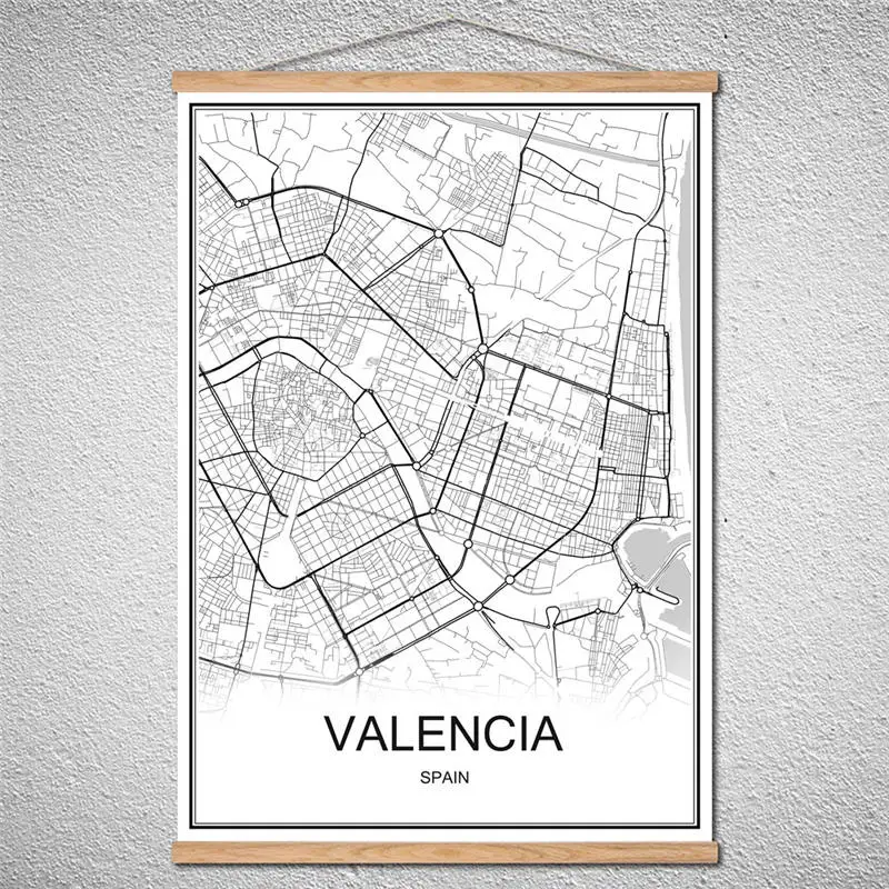 VALENCIA карта городов мира индивидуальный рисунок холст современный плакат