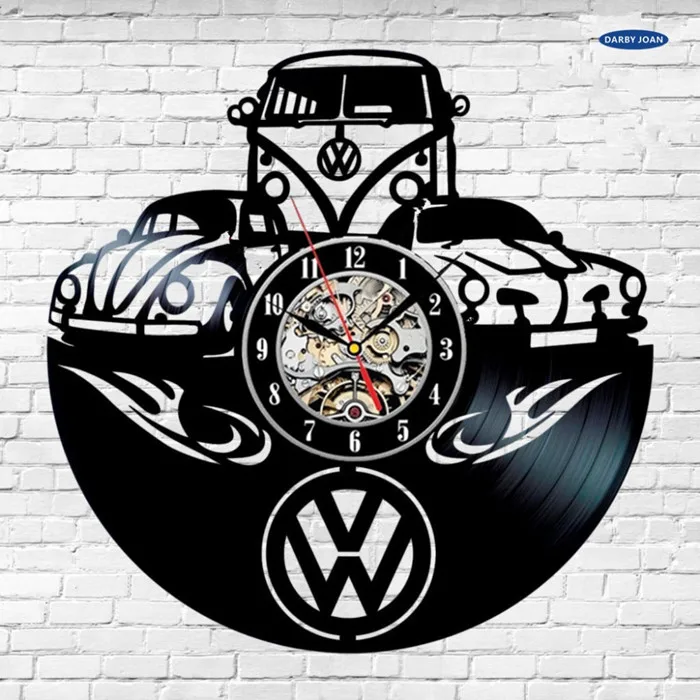 NO LED Автомобиль Volkswagen СВЕТОДИОДНЫЙ Виниловая пластинка настенные часы веер Искусство ручной работы Декор подарок уникальные декоративные виниловые часы - Цвет: NO LED