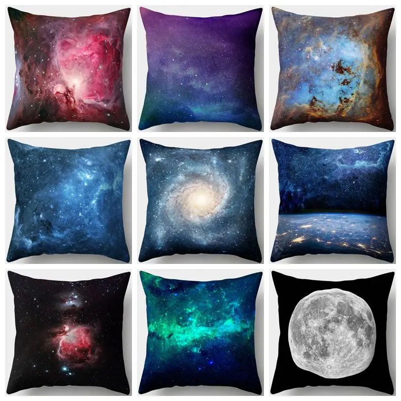 

Cotton Linen Night Sky Stars Shining Gorgeous Nebula Dreamy Galaxy Fantasy Universe Cushion Cover Sofa Throw Pillow Case