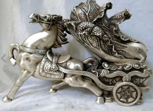221SHUN изящная серебряная скульптура китайская резная статуя счастливого