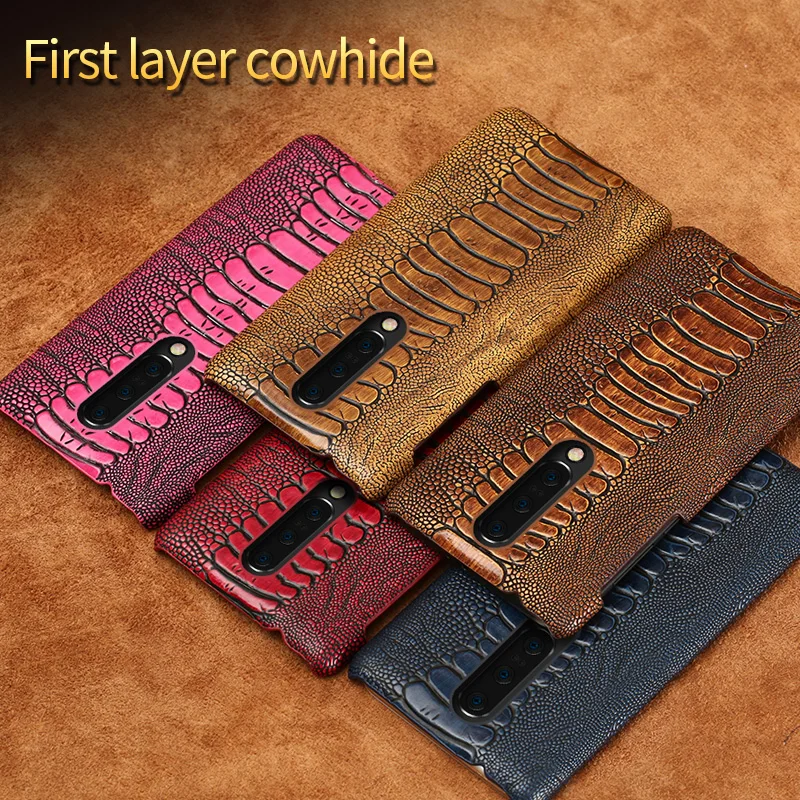 Genuine Leather Phone Case For Oneplus 7 Pro 9 Ostrich Leg grain Shell One plus 7T 6 6T 5 5T 3 3T X Luxury cover | Мобильные