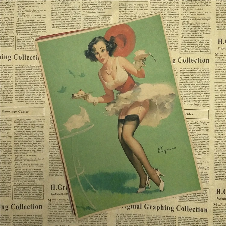 PINUP/винтажная крафт-бумага для девочек в стиле второй мировой войны Классический