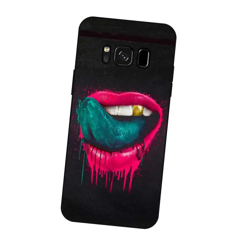 N382 Sexy Lips Black Silicone Case Cover For Samsung Galaxy S5 S6 S7 S8 S9 S10 5G S10E S11 S11E Lite Edge Plus |