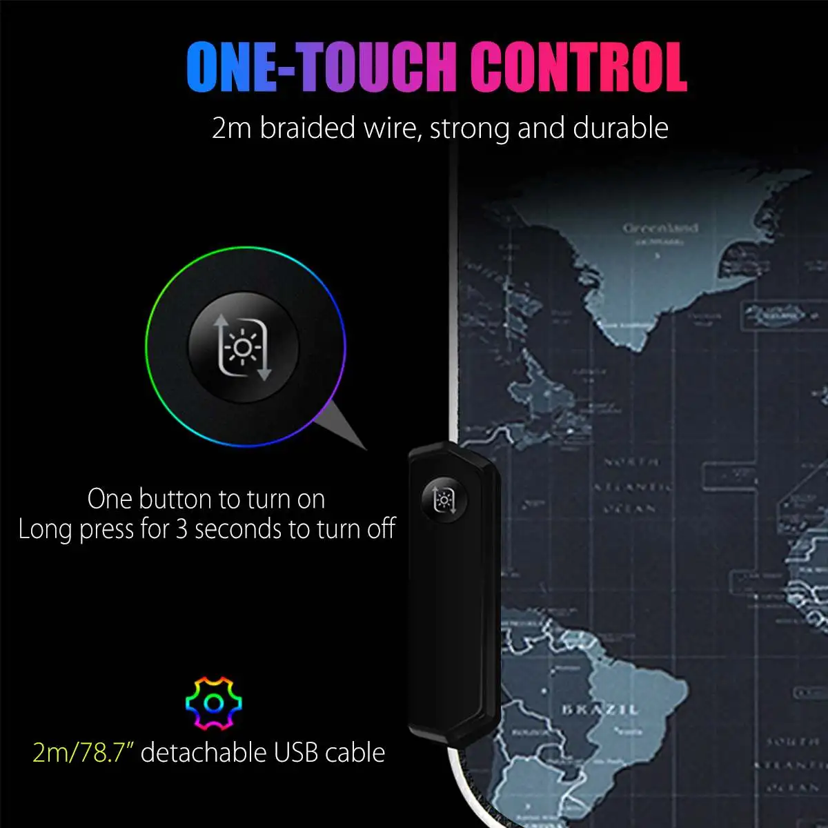 RGB игровой коврик для мыши геймер компьютер светодиодный освещение USB большой мир