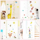 Мультяшная графика роста жирафа, настенные наклейки для детской комнаты, украшение для дома, свинья, обезьяна, сова, животные, роспись, искусство, измерение высоты, настенные наклейки