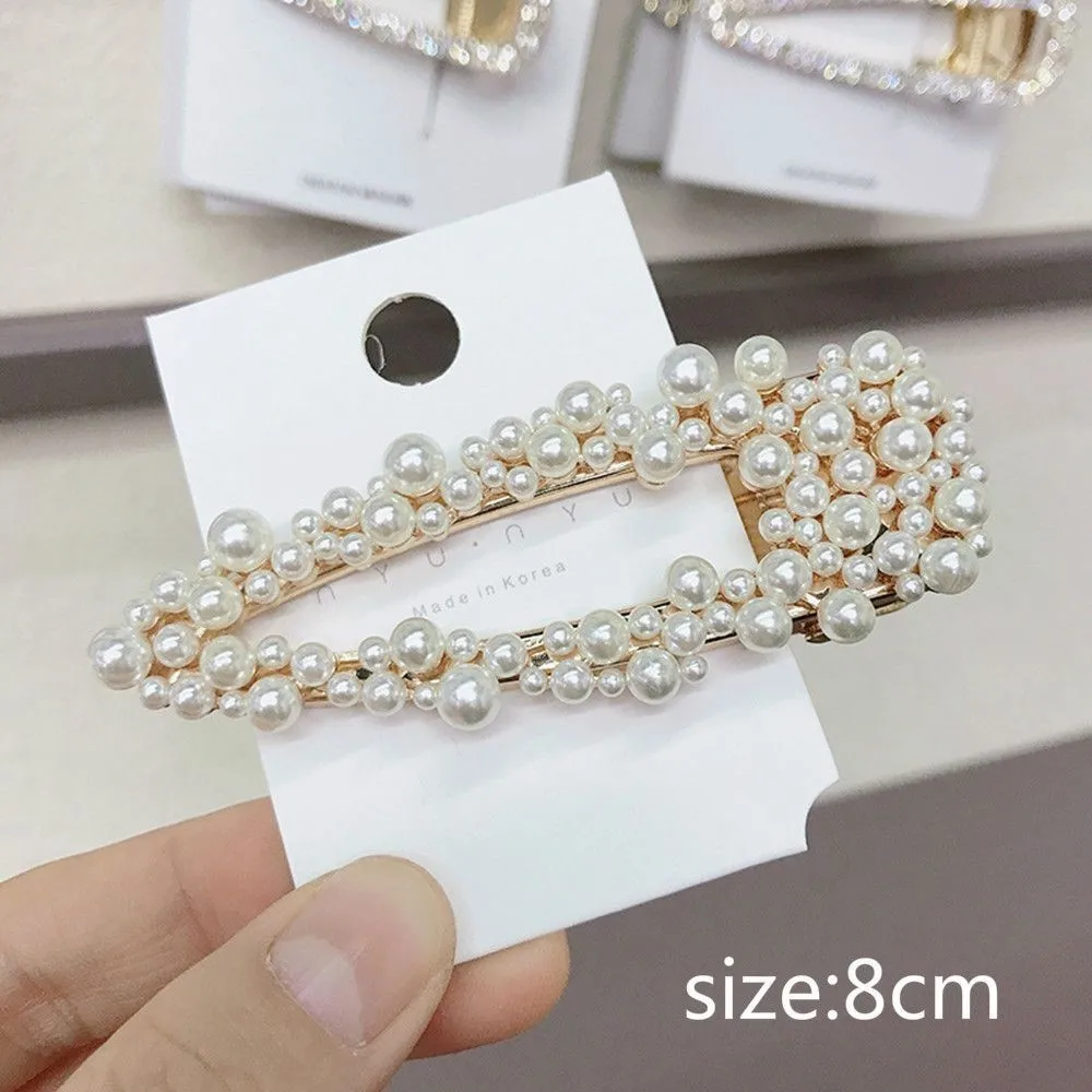 8cm Hollow Drop Корейский сердце Имитация шпильки с жемчугом девушка квадратная капля жемчуг заколки для волос Свадебные Заколки ювелирные изделия для волос аксессуары - Окраска металла: 8cm Hollow Drop