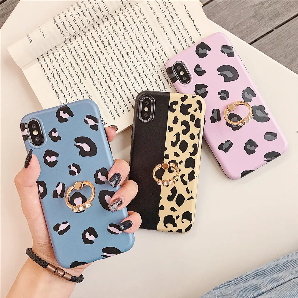 Популярное кольцо чехол с леопардовым принтом для iphone 8 7 6S Plus роскошные мягкие