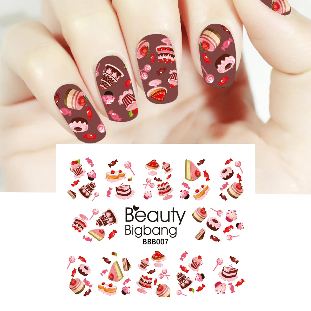 BeautyBigBang 1 лист Радужные облака изображения наклейки для ногтей милые животные дизайн маникюр Дизайн ногтей украшения Водные Наклейки BBB008 - Цвет: 07