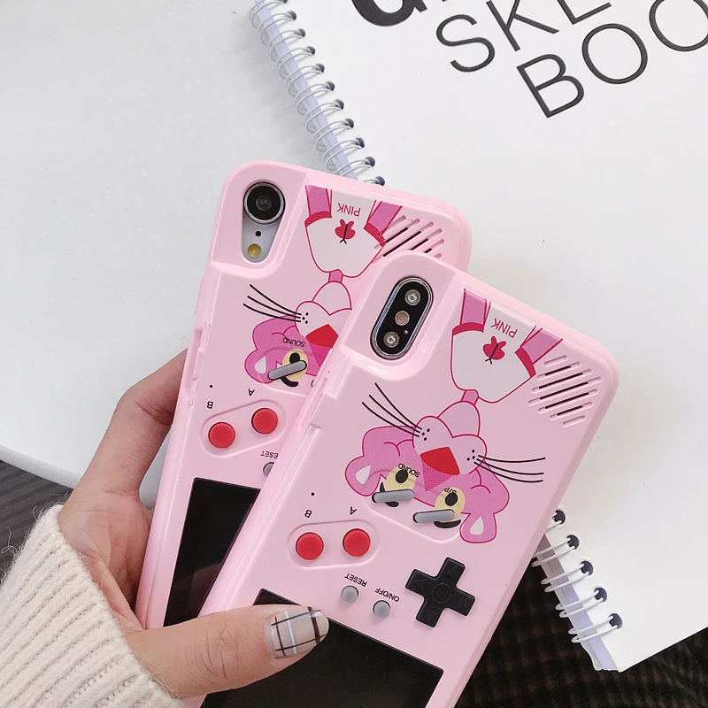 Розовая пантера Coque для iPhone 7 8 6 6s Plus чехол цветной дисплей игровая консоль Мягкий ТПУ чехол для телефона для iPhone XR XS MAX X 10 чехол s
