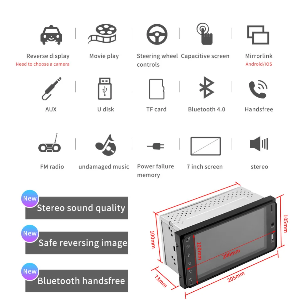 2 Din Car Radio Universal Car Multimedia player 7'' Autoradio Mirror link Bluetooth Audio Radio Stereo For Toyota Corolla Auto