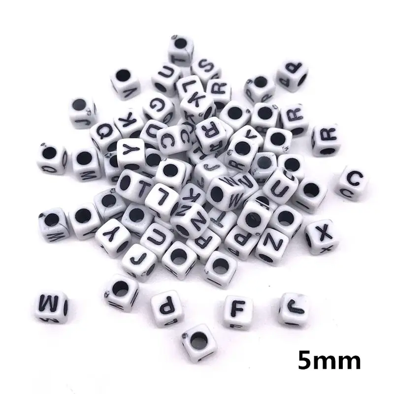 5mm 100pcs 100 шт./лот, 5 мм/7 мм, акриловые бусины ручной работы с круглыми квадратными цветными буквами и алфавитом для браслета, ожерелья, случайных букв, подарок - Цвет: 5mm 100pcs