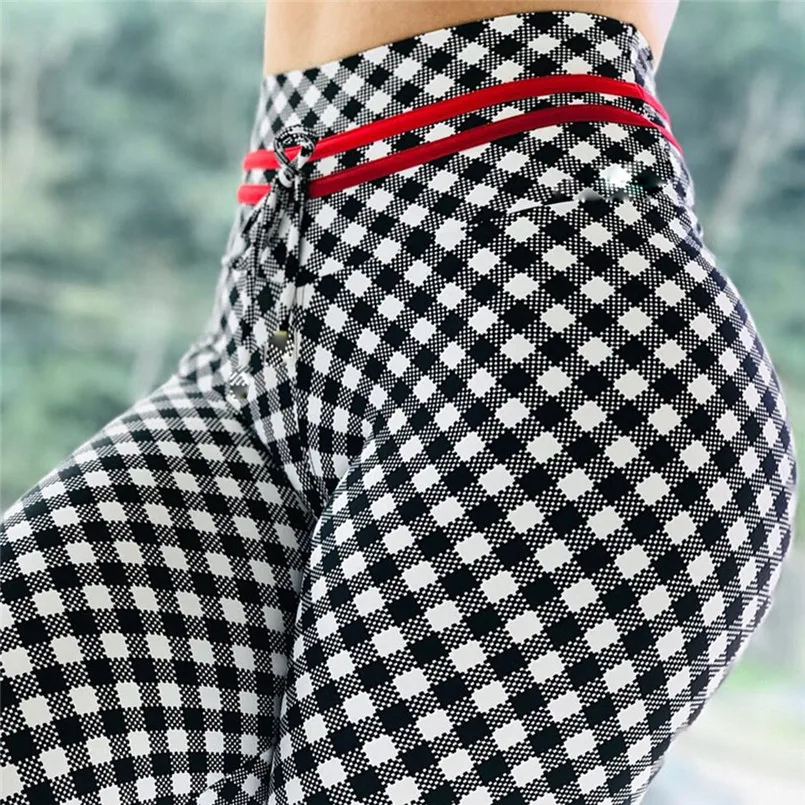 2019 Клетчатые Леггинсы для фитнеса женские сексуальные обтягивающие эластичные