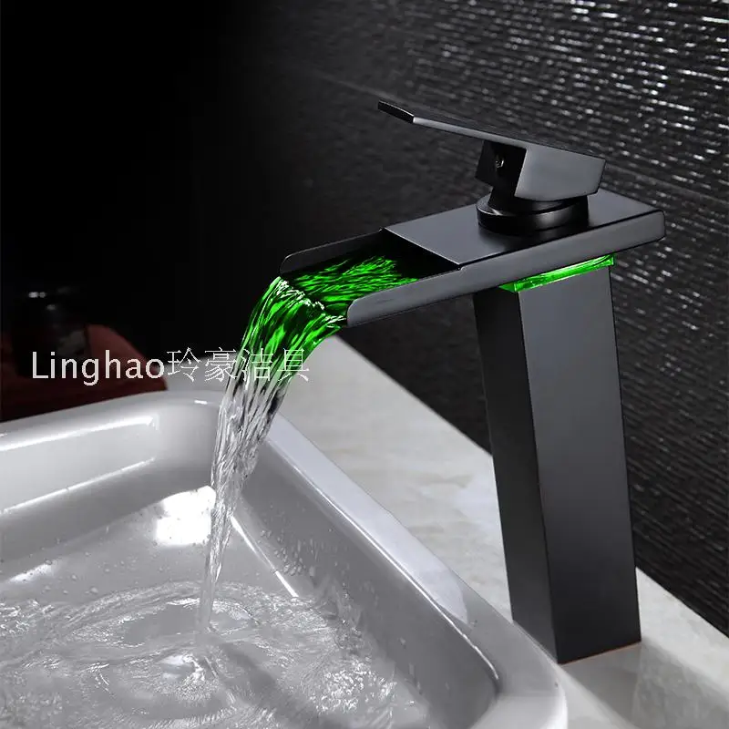 Медный смеситель с водопадом светодиодный кран для холодной умывальника