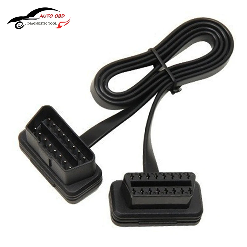 

NEW 60CM Flat Thin As Noodle Cable OBD OBD2 OBDII 16Pin Male to Female Diagnostic Tool ELM 327 Extension Connector Cables