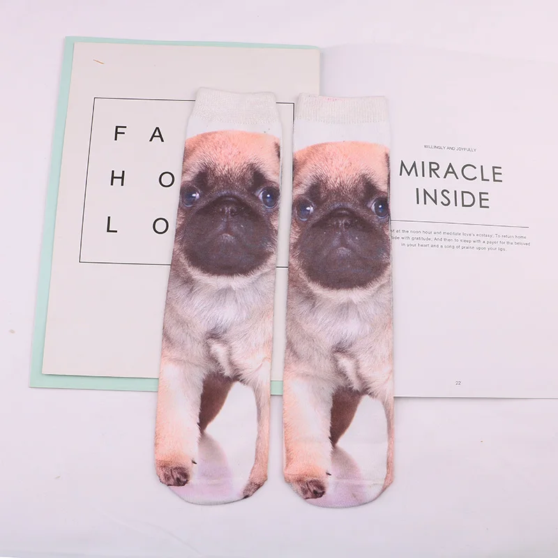 Небесно-голубой Новинка, милые женские гольфы с 3D принтом, socken damen, модные женские забавные женские носки с котом, 30 см, художественные носки, забавные носки - Цвет: Небесно-голубой