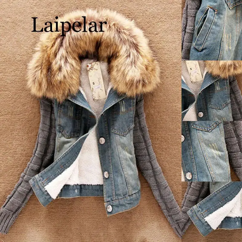 Laipelar 2019 Женская Весенняя джинсовая куртка из искусственного меха пальто