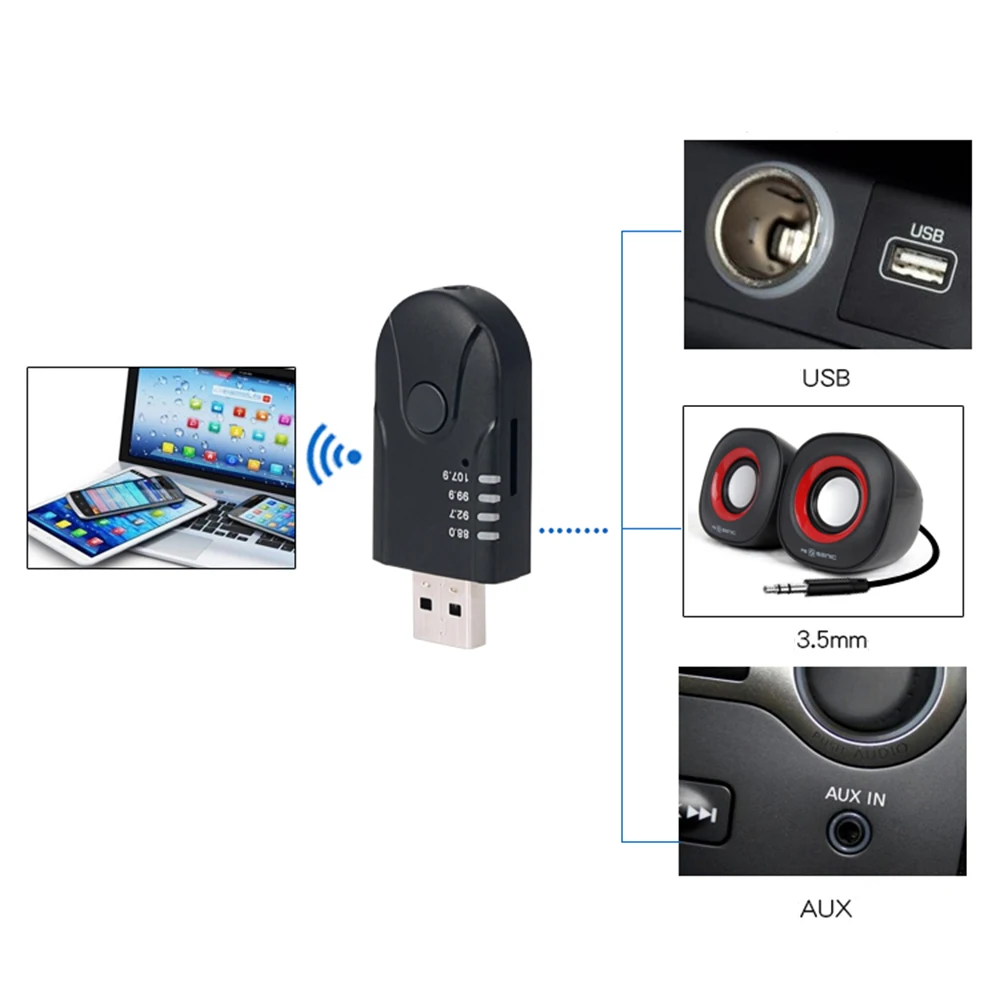 Bluetooth приемник беспроводной USB AUX аудио адаптер для автомобильного MP3 плеера
