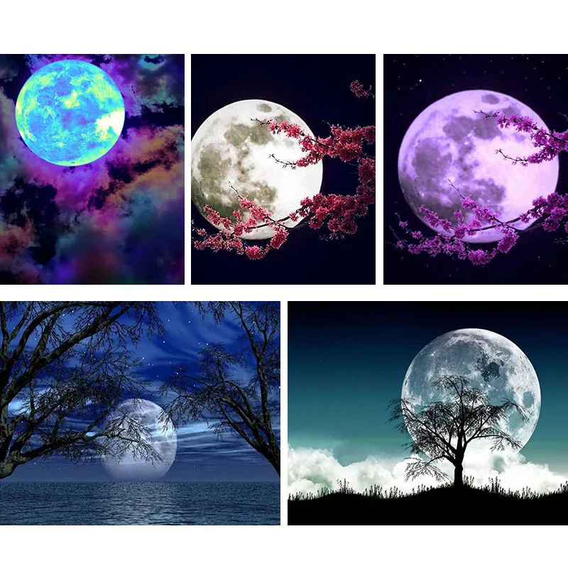 Moon Night View DIY 5D алмазная картина Алмазная вышивка &quotТигр в лесу&quot крестиком