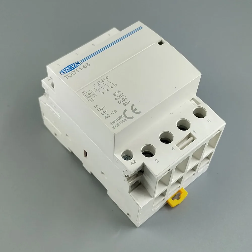 

New TOCT1 4P 63A 110V COIL 400V~ 50/60HZ Din rail Household ac Modular contactor 4NO or 2NO 2NC Contactors