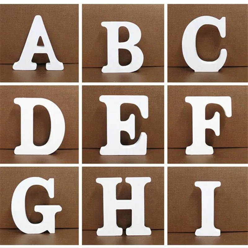 

1pc 10CMX10CM White Wooden Letter English Alphabet DIY Personalised Name Design Art Craft Free Standing Heart Wedding Home Decor