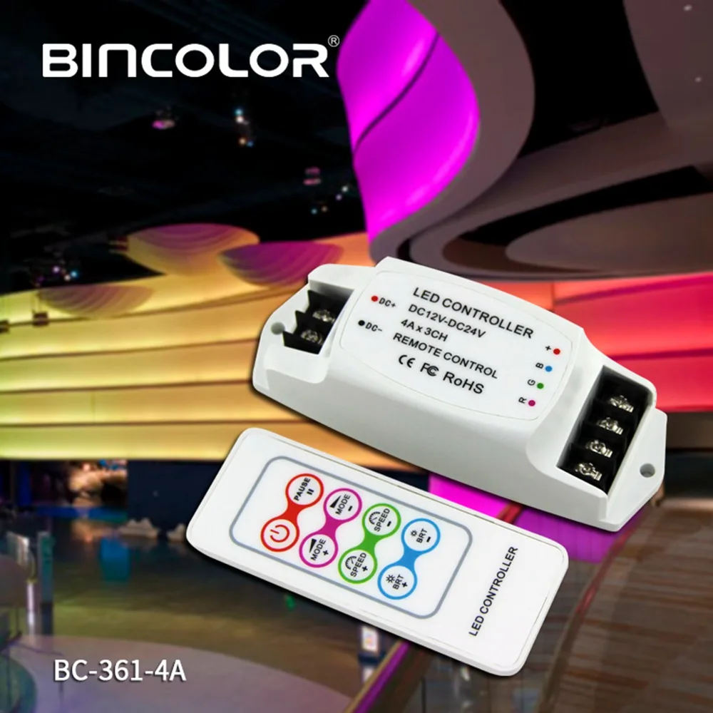 DC12V 24V BC 361 4A с радиочастотным дистанционным беспроводным контроллером RGB 3CH для