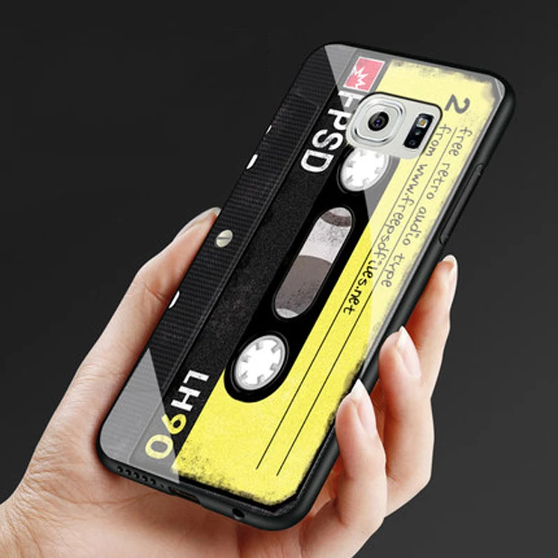 Чехол для Samsung Galaxy S6 задняя крышка из закаленного стекла с ретро-рисунком G920F G920V