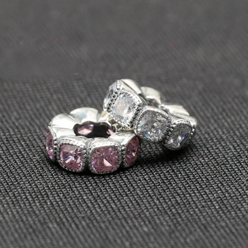 100% реальные технические серебряные Белые и розовые чистые разделительные бусины