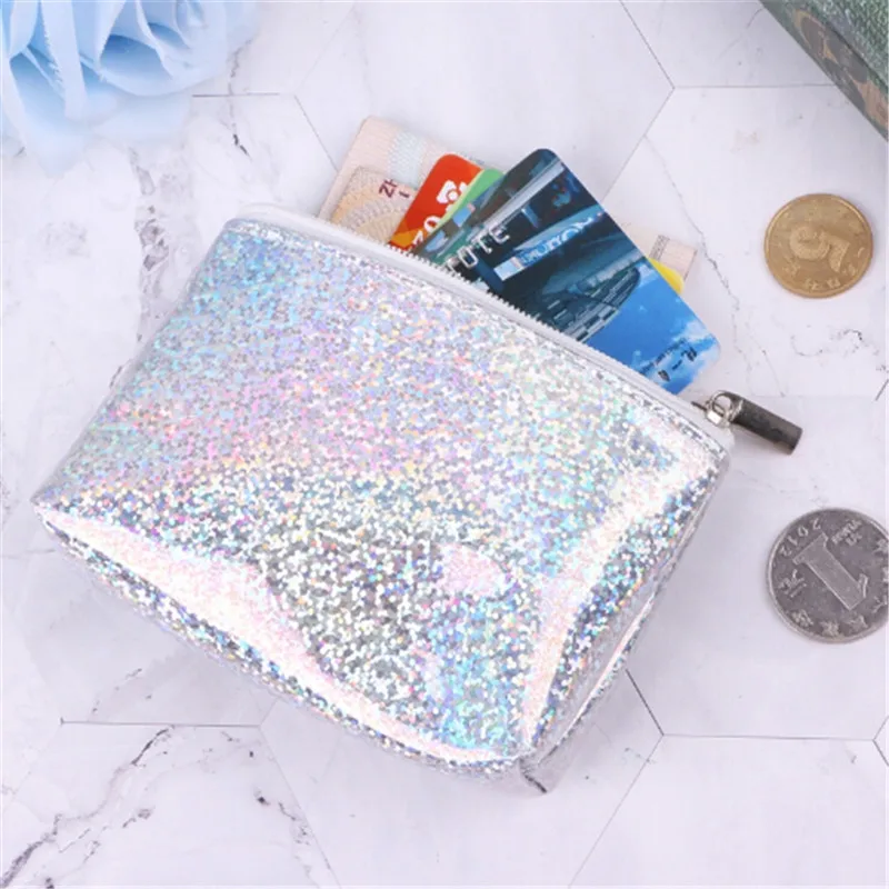 Женский кошелек для монет с блестками Sequines девочек косметичка органайзер сумка