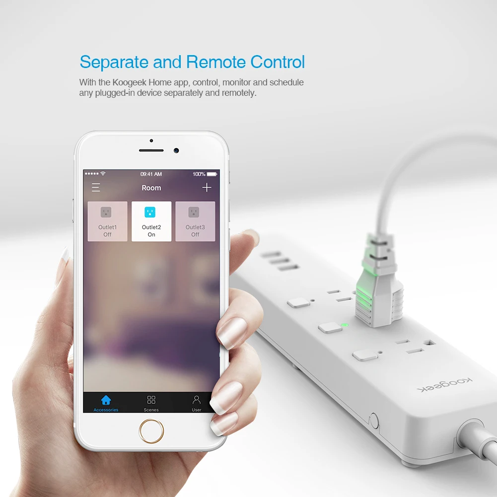 Умная розетка Koogeek с индивидуальным управлением светодиодная Wi Fi удлинитель 3 USB