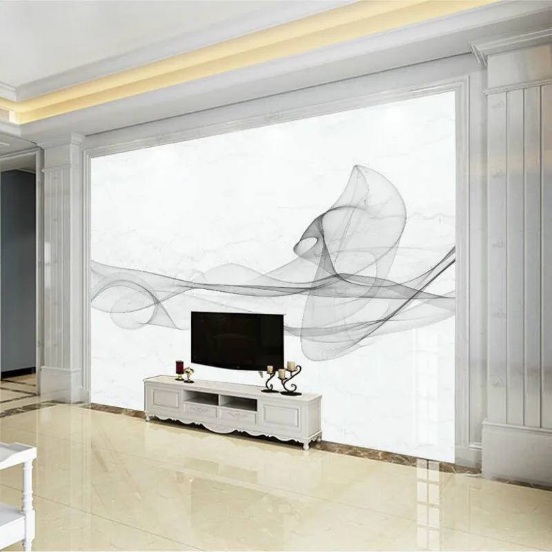 3D настенная бумага для стен современная простая абстрактная черная белая линия