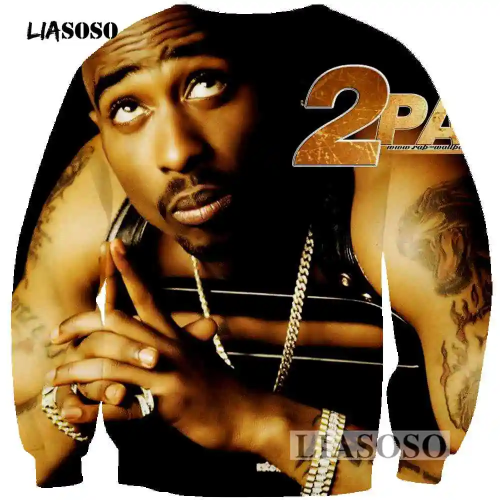 Liasoso новый персонаж sporweat Для мужчин Women3D принт 2Pac Тупак Шакур Толстовка Толстовки