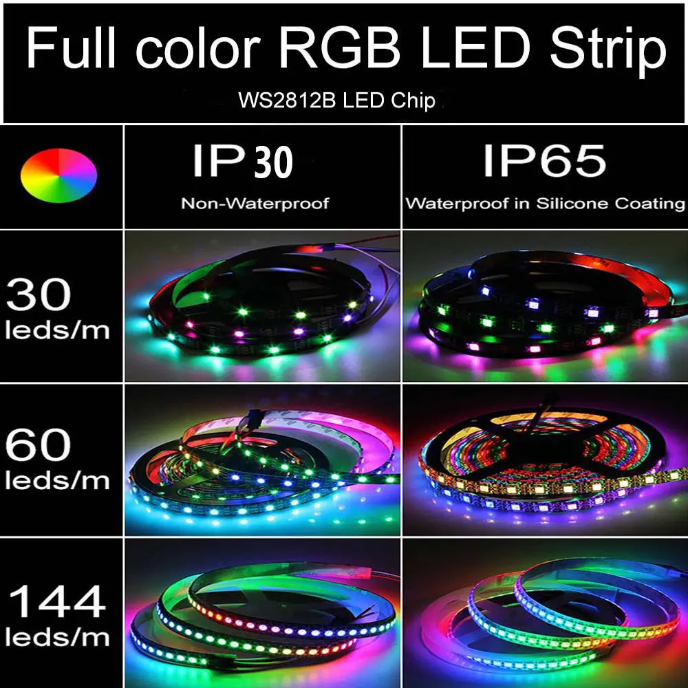 Светодиодный светильник WS2812B WS2812 RGB водонепроницаемый индивидуально адресуемый