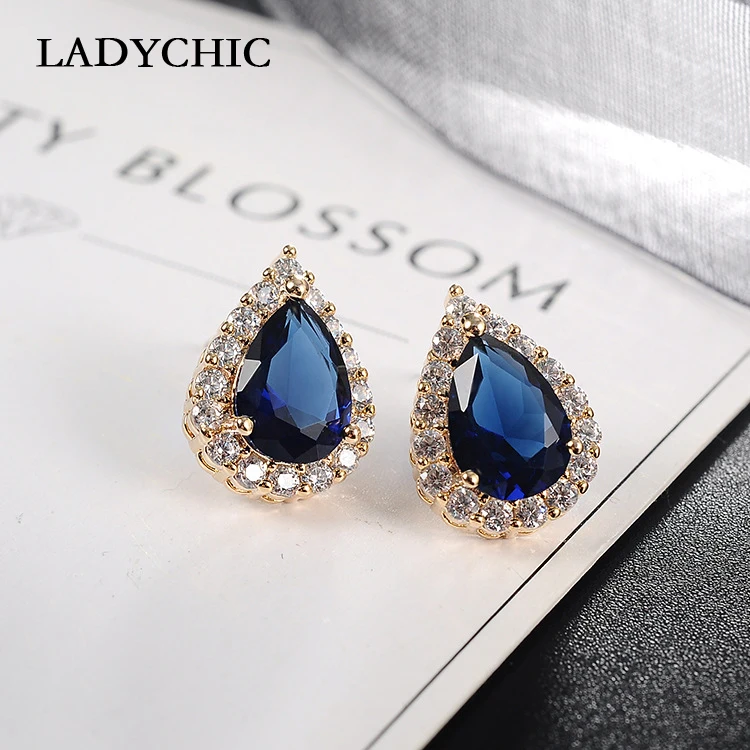 LADYCHIC Classic Water-Drop Stud Earrings for Women Top Quality Multicolor Zircon Wedding Jewelry Free Shipping LE1330 | Украшения и