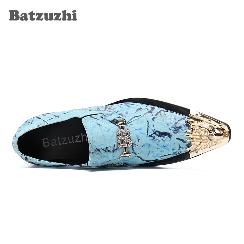 Batzuzhi Luxury Handmade Men Shoes Gold Pointed Toe Business Leather Formal Party and Wedding Zapatos Hombre 12 | Обувь