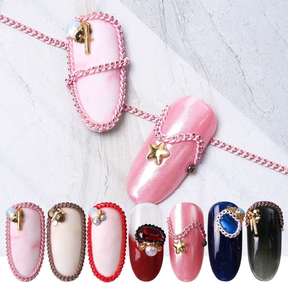 6 цветов цепочка из металлического сплава для дизайна ногтей украшения розового