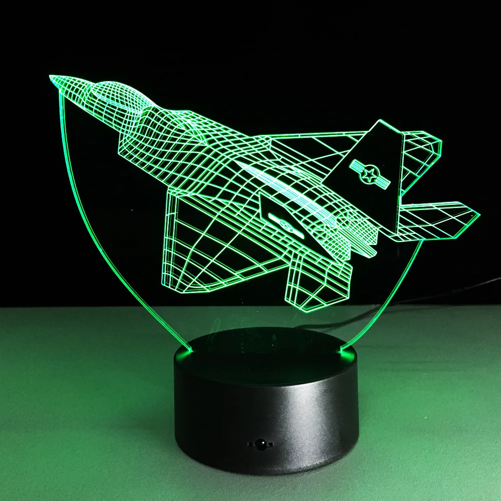 3D настольная лампа в виде самолета светодиодная цветная Ночная собаки детский
