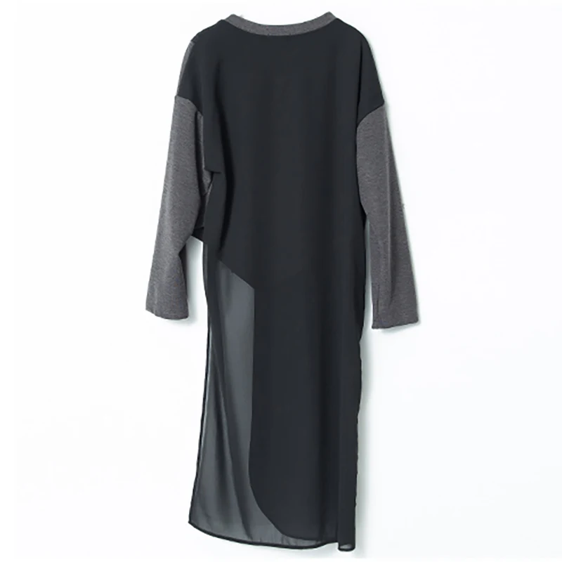 CHICEVER хит цвет сетки Лоскутная одежда для женщин с длинным рукавом О образным