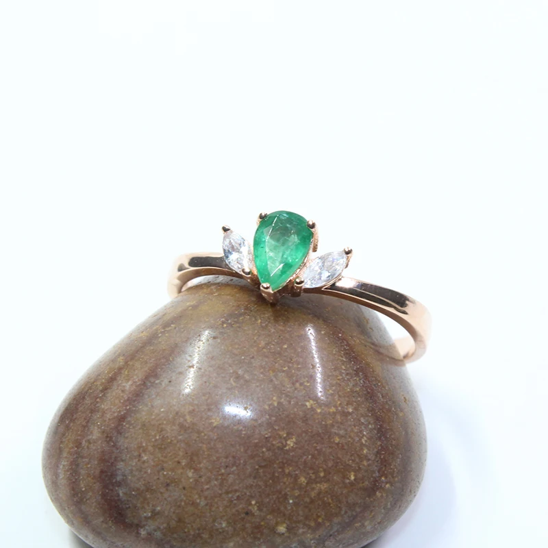 Модное Изумрудное серебряное кольцо 4*6 мм 0.35ct с грушевидной огранкой, натуральное серебряное кольцо класса SI emarld, твердое кольцо 925 sivler, изумрудное кольцо для свадьбы