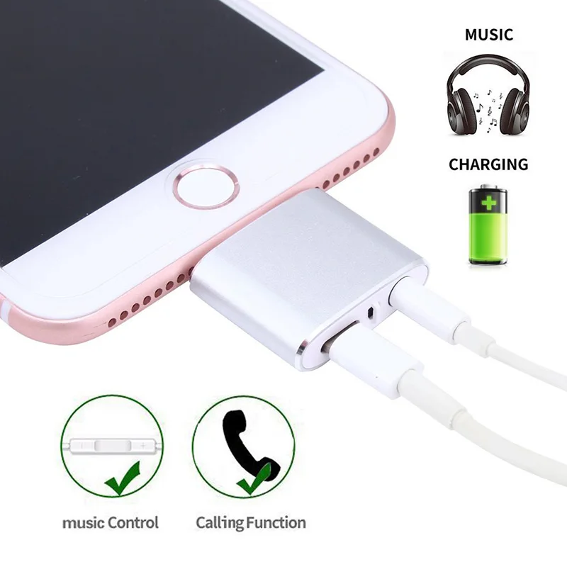 Для iphone 8 адаптер зарядки мм и 3 5 наушники Aux Jack Bluetooth вызова + Аудио сплиттер для 7