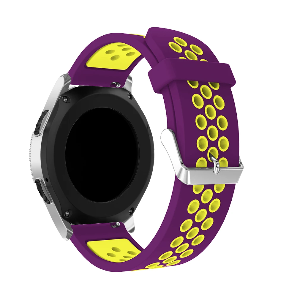 Силиконовый ремешок 22 мм для samsung Galaxy Watch, Классические Смарт-часы 46 мм, несколько вентиляционных отверстий, двухцветные резиновые Ремешки для наручных часов