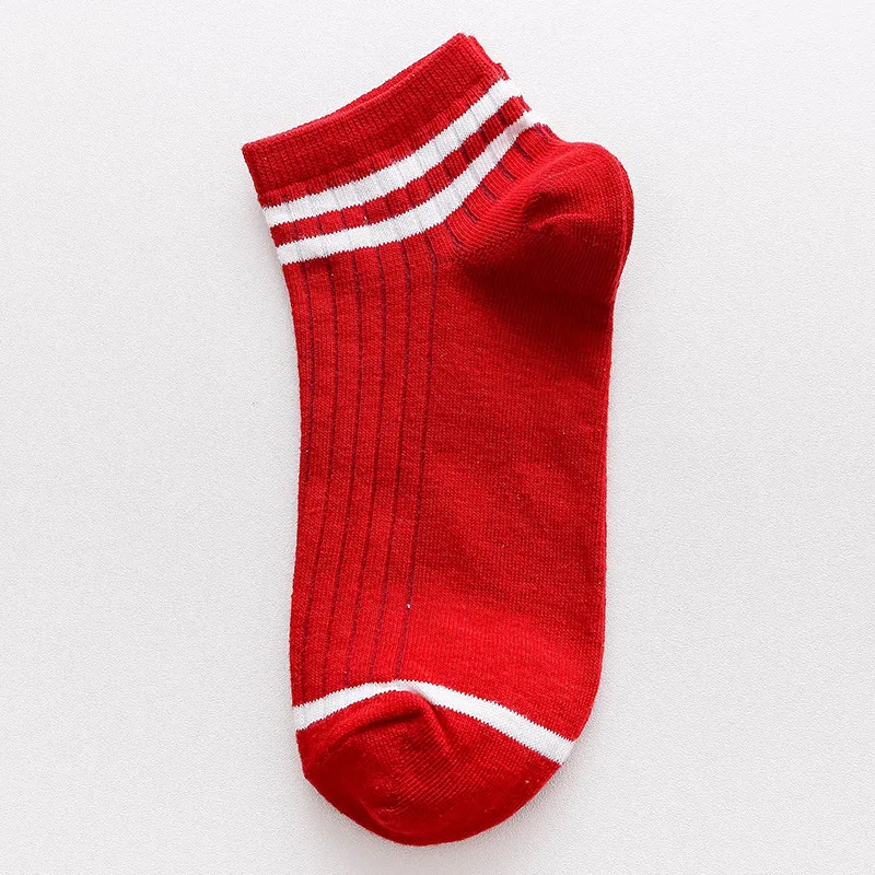 Женские носки, хлопковые носки, короткие, Харадзюку, Chaussette Femme Courte Calcetines Mujer Divertido, хипстерские, для скейтборда, до лодыжки, забавные, кавайные - Цвет: Red stripe